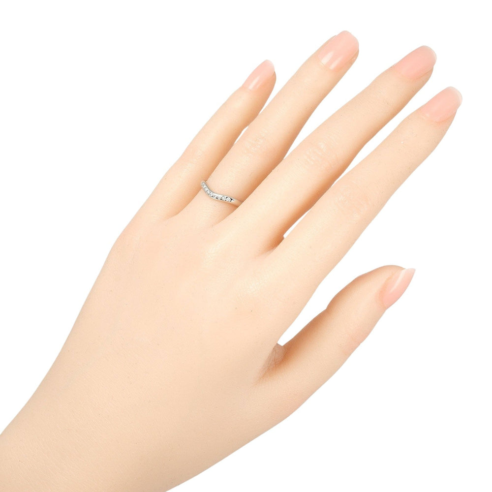 TIFFANY&Co. Ring Pt950Platinum, 9P Diamond Silver Curved band Women Used Authentic