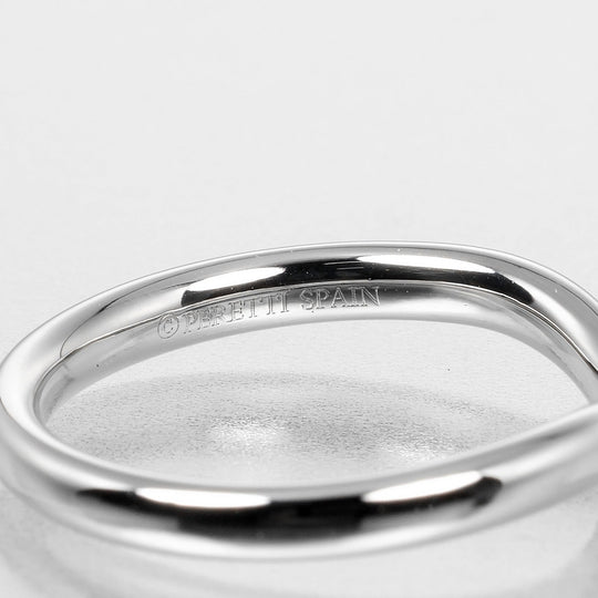 TIFFANY&Co. Ring Pt950Platinum, 9P Diamond Silver Curved band Women Used Authentic