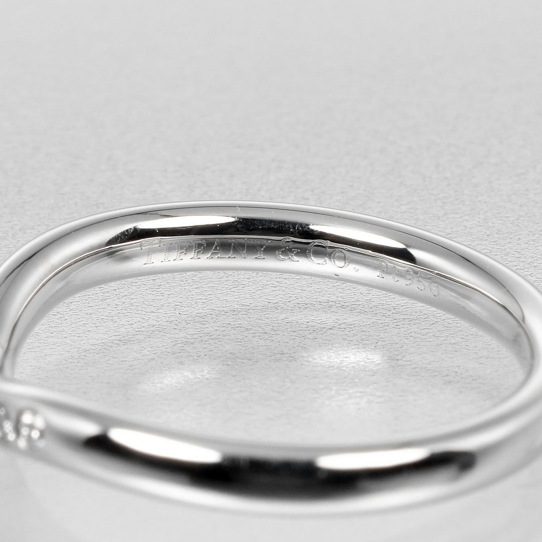 TIFFANY&Co. Ring Pt950Platinum, 9P Diamond Silver Curved band Women Used Authentic