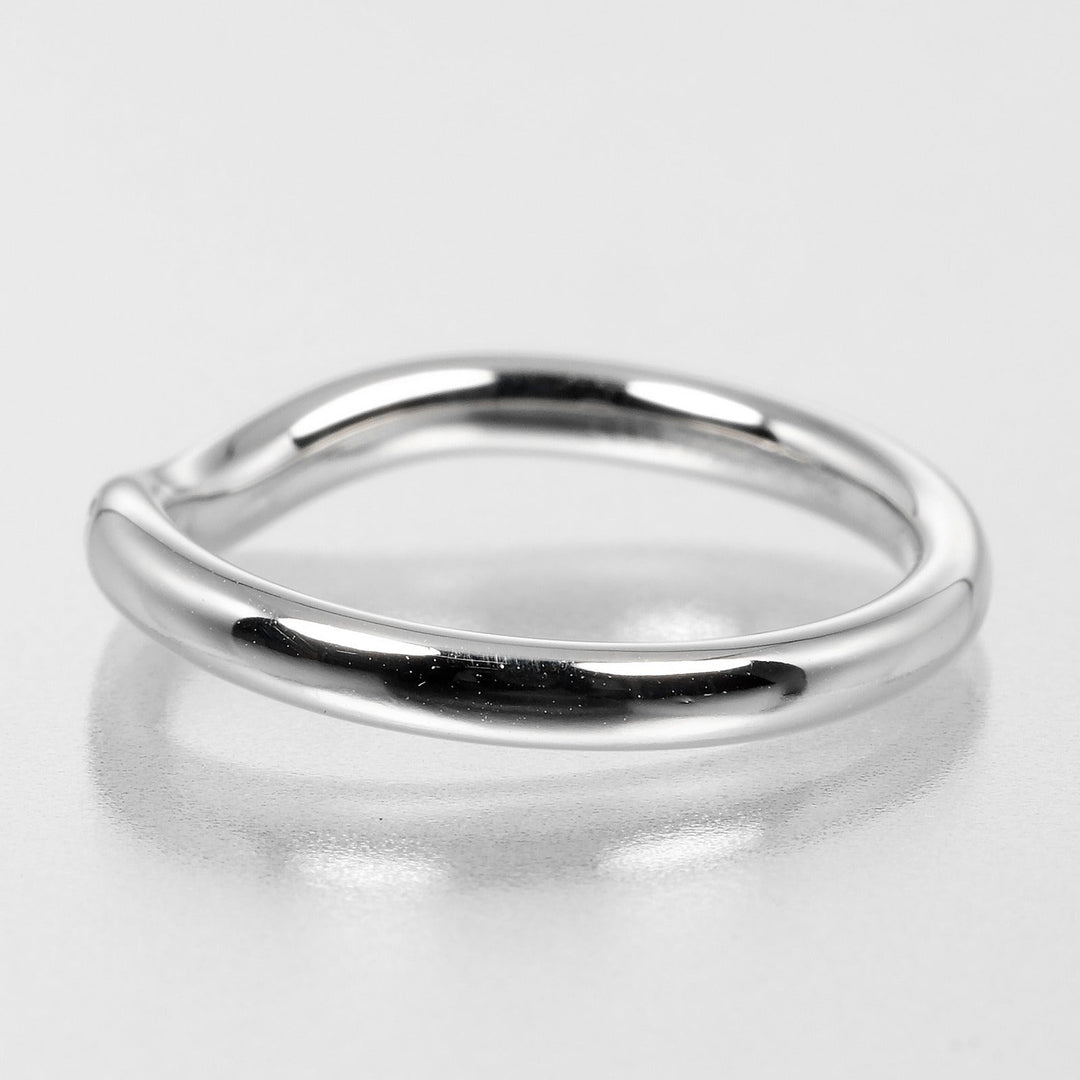 TIFFANY&Co. Ring Pt950Platinum, 9P Diamond Silver Curved band Women Used Authentic