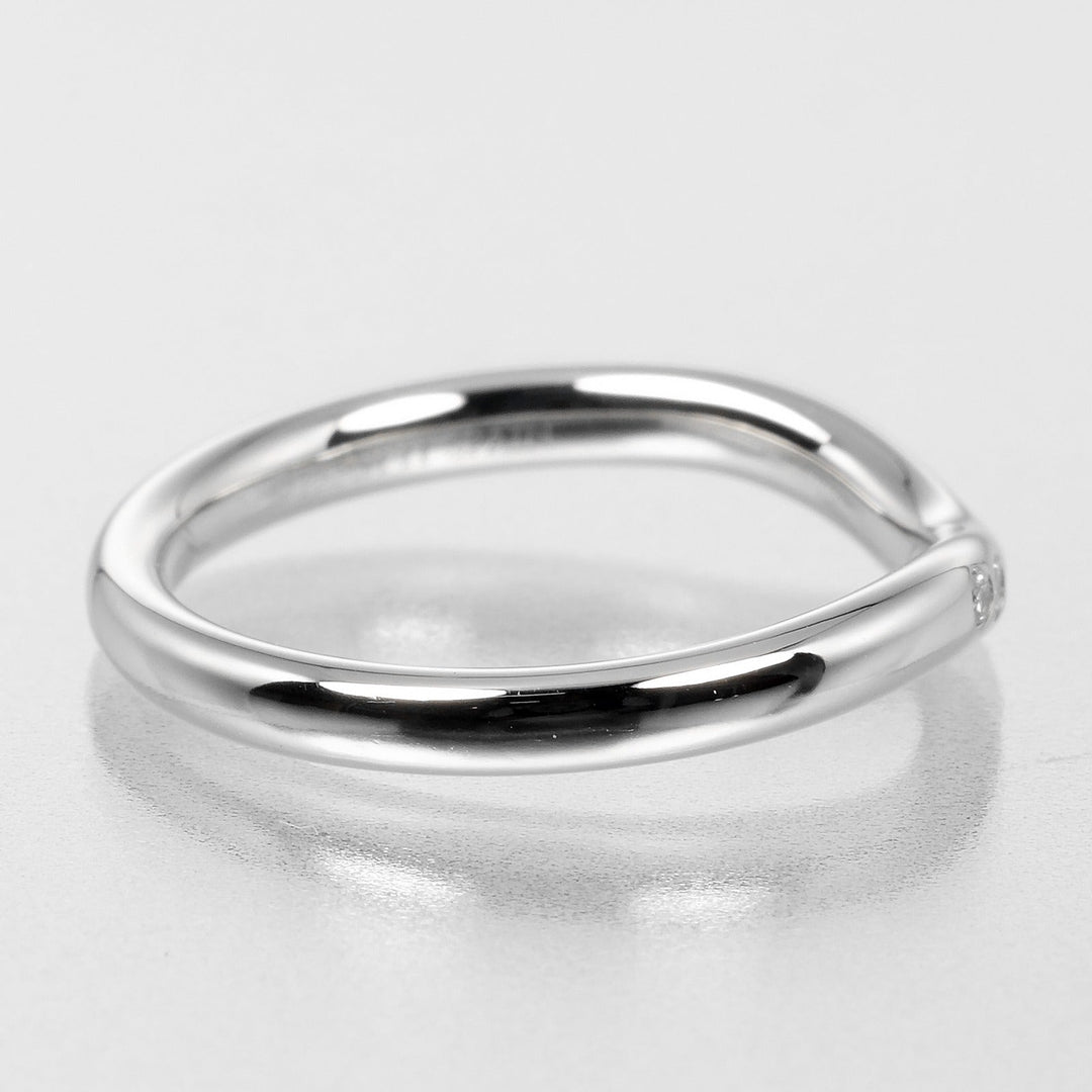 TIFFANY&Co. Ring Pt950Platinum, 9P Diamond Silver Curved band Women Used Authentic