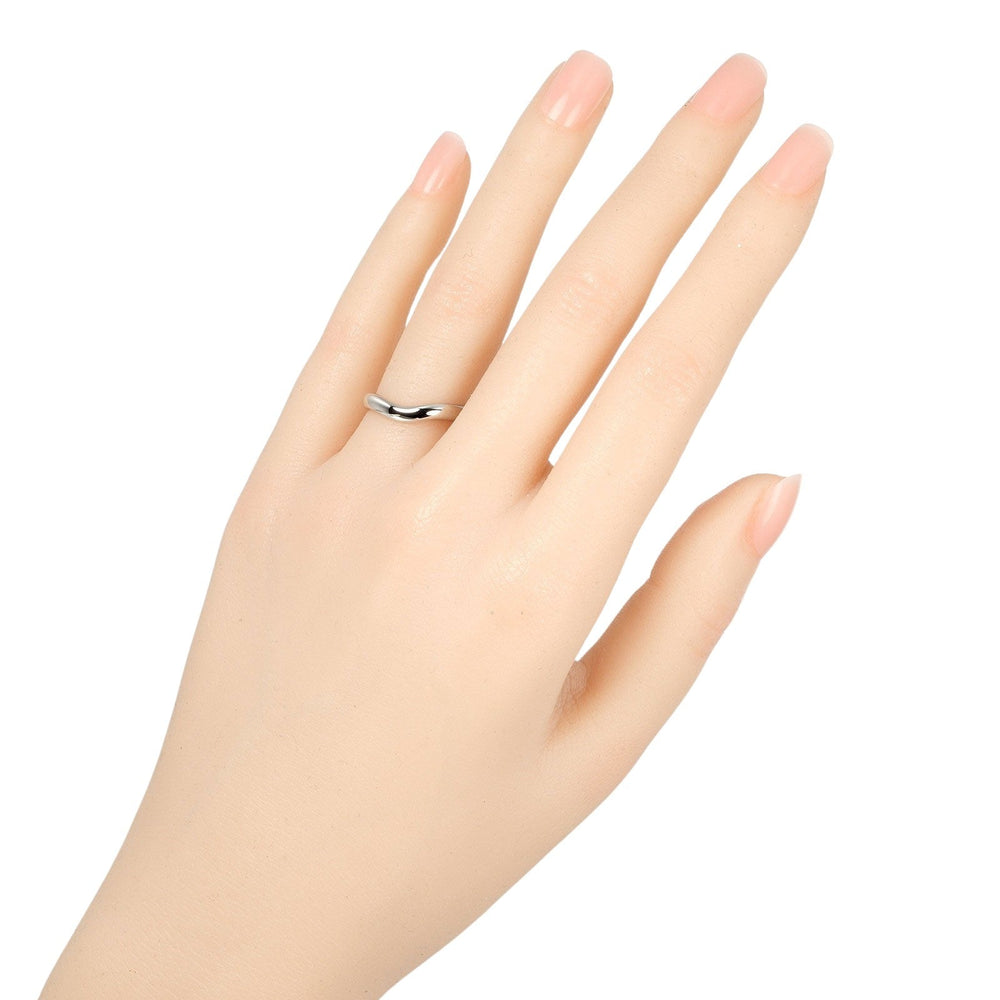 TIFFANY&Co. Ring Pt950Platinum Silver 0.1" model Curved band Women Used Authentic