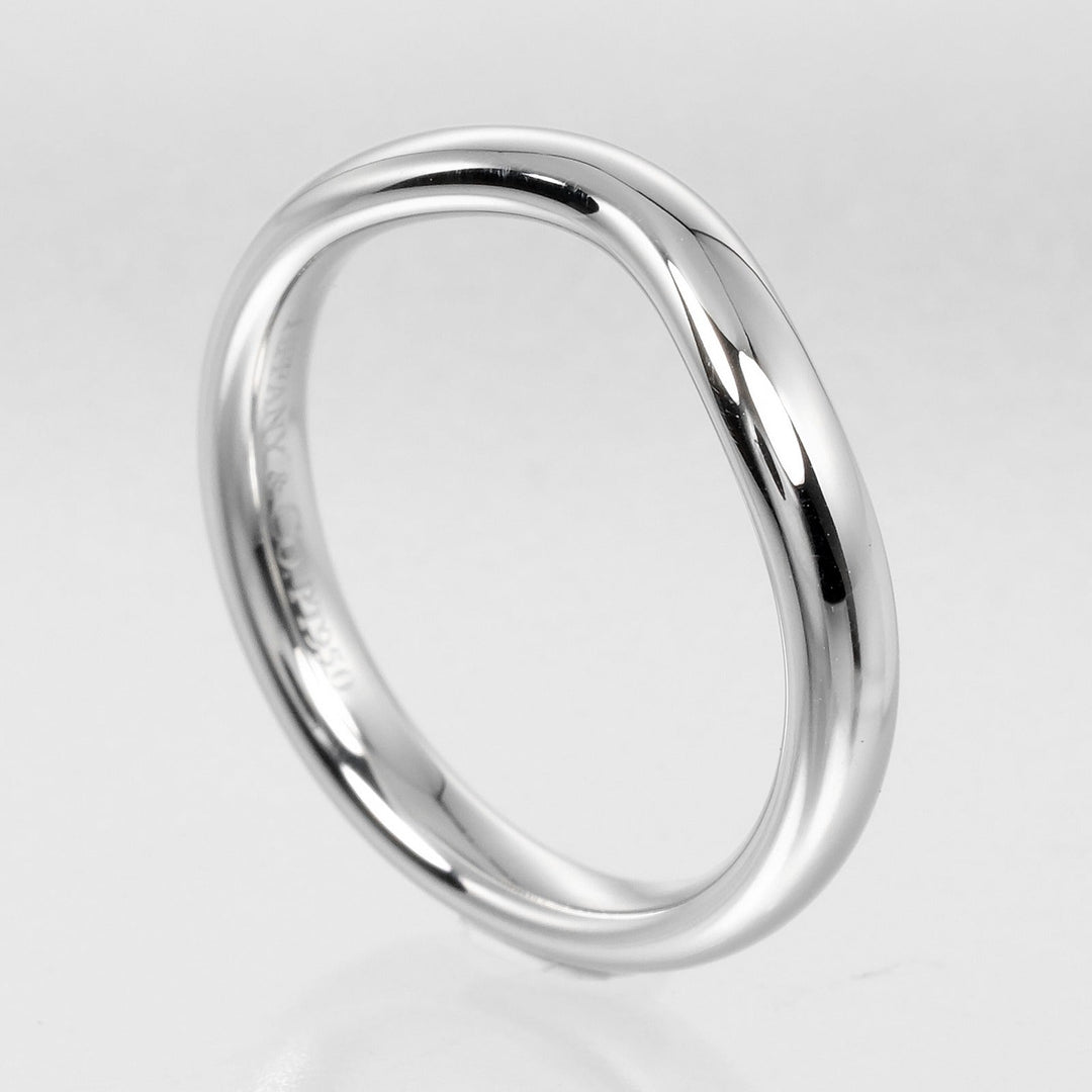 TIFFANY&Co. Ring Pt950Platinum Silver 0.1" model Curved band Women Used Authentic