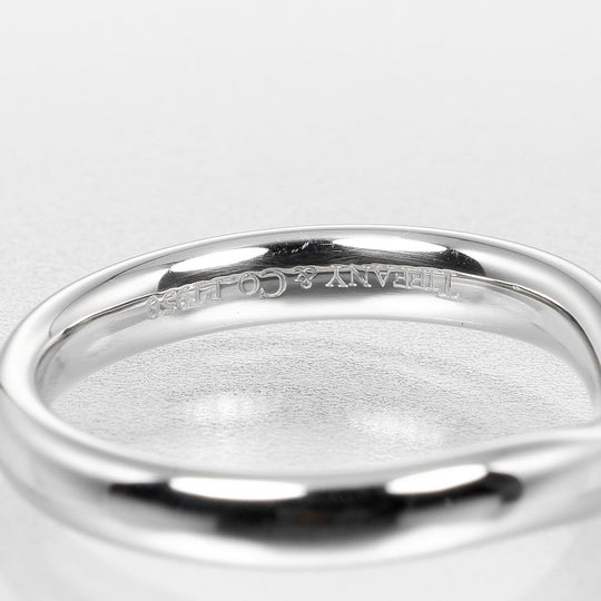 TIFFANY&Co. Ring Pt950Platinum Silver 0.1" model Curved band Women Used Authentic