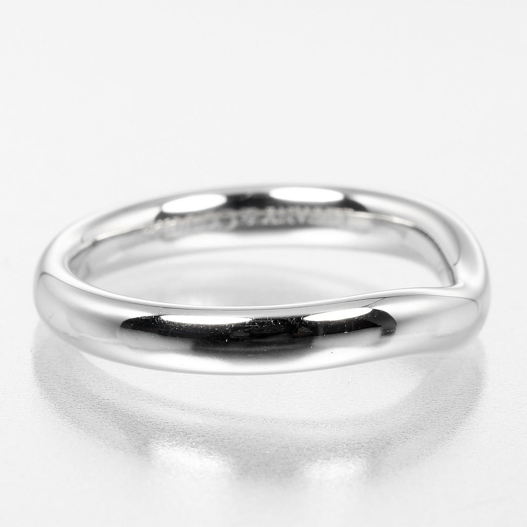 TIFFANY&Co. Ring Pt950Platinum Silver 0.1" model Curved band Women Used Authentic