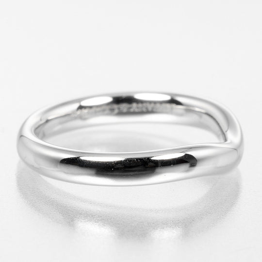 TIFFANY&Co. Ring Pt950Platinum Silver 0.1" model Curved band Women Used Authentic