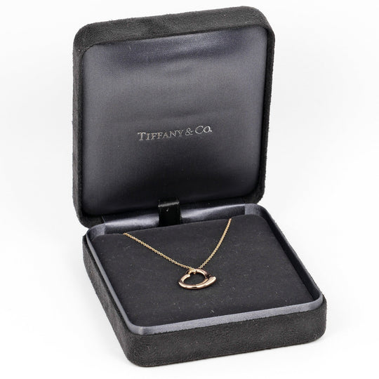 TIFFANY&Co. Necklace K18 pink gold, 5P diamonds gold Open heart Women Used Authentic