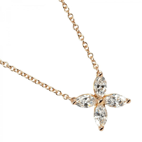 TIFFANY&Co. Necklace K18 pink gold, diamond gold Victoria Medium Women Used Authentic