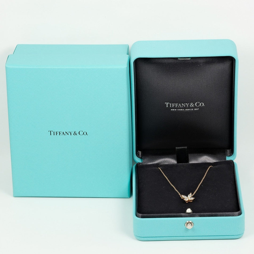 TIFFANY&Co. Necklace K18 pink gold, diamond gold Victoria Medium Women Used Authentic