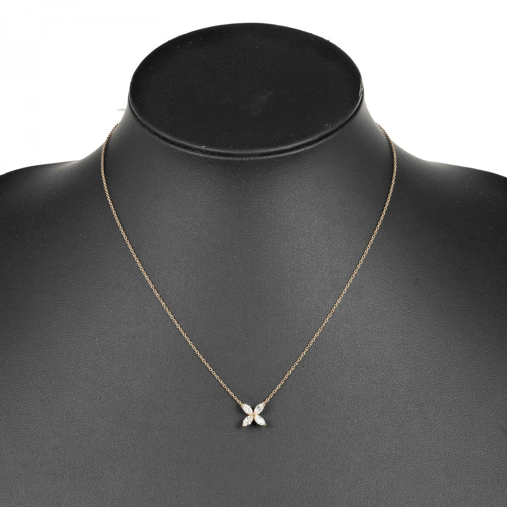 TIFFANY&Co. Necklace K18 pink gold, diamond gold Victoria Medium Women Used Authentic