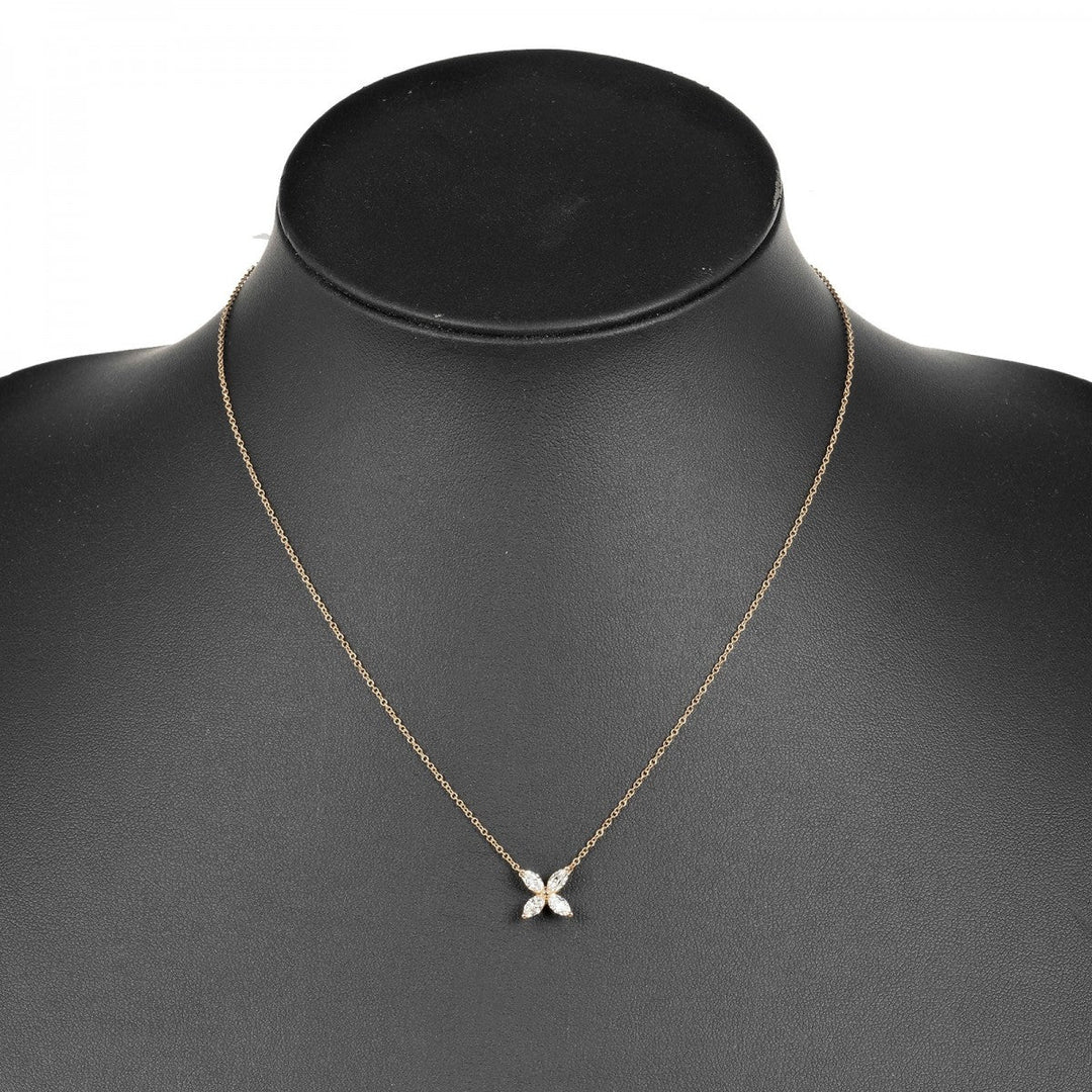 TIFFANY&Co. Necklace K18 pink gold, diamond gold Victoria Medium Women Used Authentic
