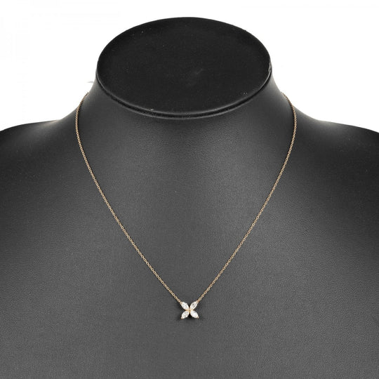 TIFFANY&Co. Necklace K18 pink gold, diamond gold Victoria Medium Women Used Authentic