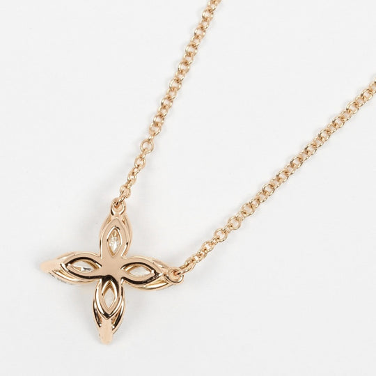 TIFFANY&Co. Necklace K18 pink gold, diamond gold Victoria Medium Women Used Authentic