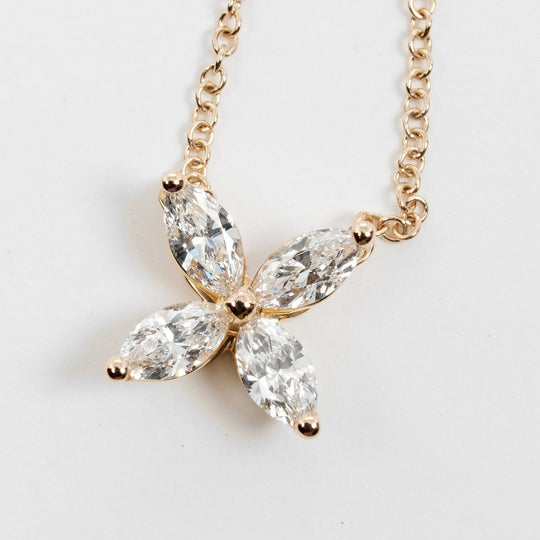 TIFFANY&Co. Necklace K18 pink gold, diamond gold Victoria Medium Women Used Authentic