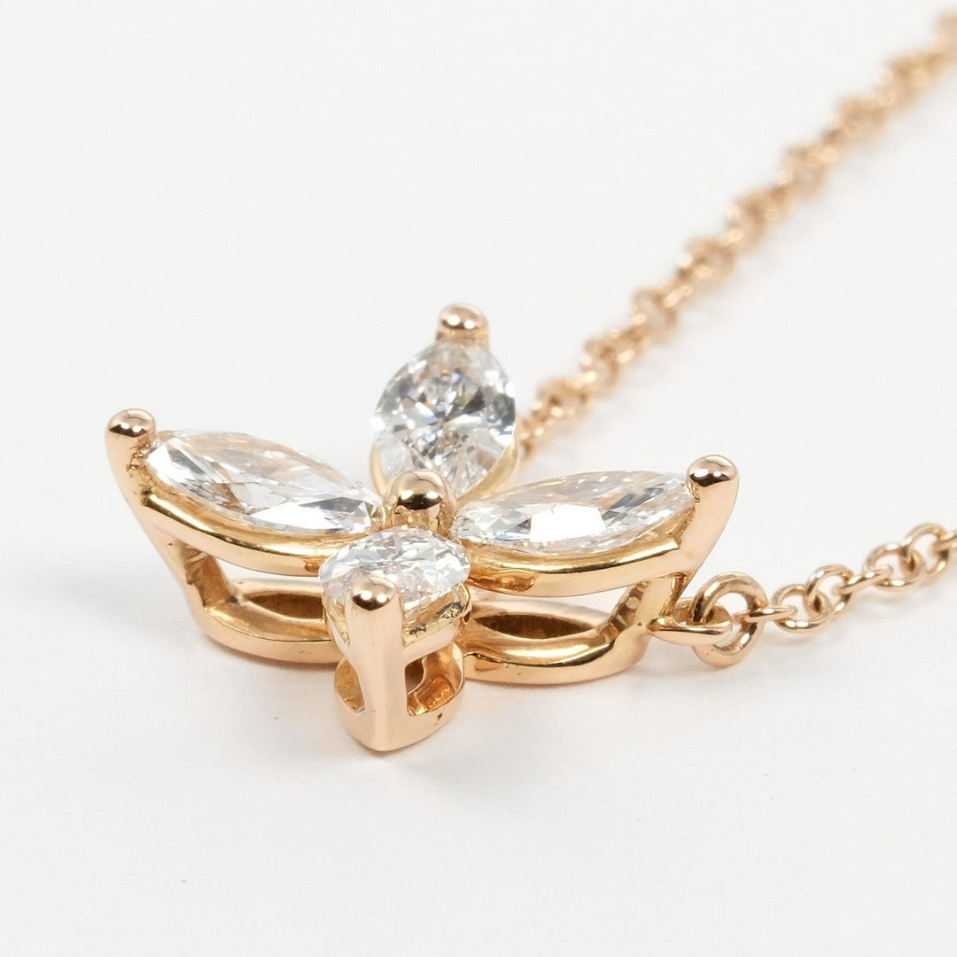 TIFFANY&Co. Necklace K18 pink gold, diamond gold Victoria Medium Women Used Authentic