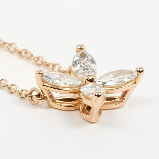 TIFFANY&Co. Necklace K18 pink gold, diamond gold Victoria Medium Women Used Authentic