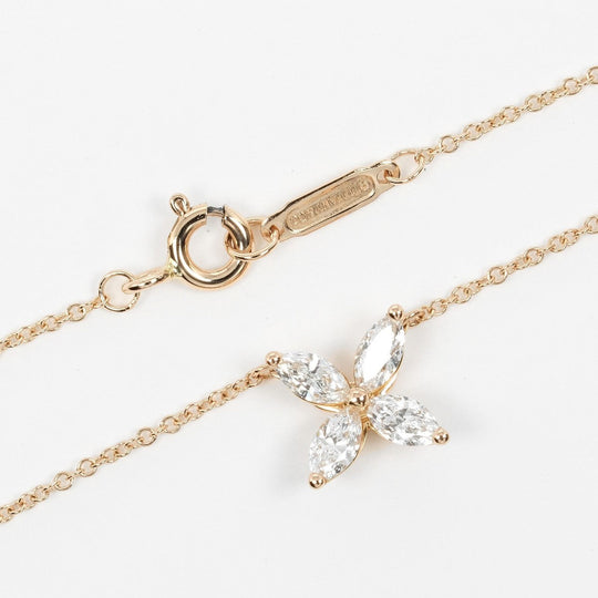 TIFFANY&Co. Necklace K18 pink gold, diamond gold Victoria Medium Women Used Authentic