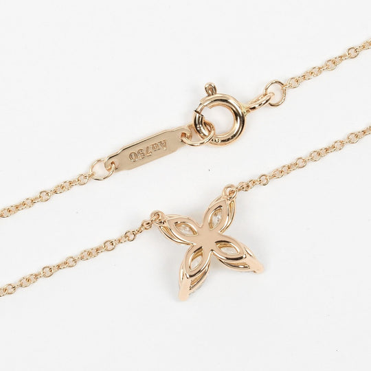 TIFFANY&Co. Necklace K18 pink gold, diamond gold Victoria Medium Women Used Authentic