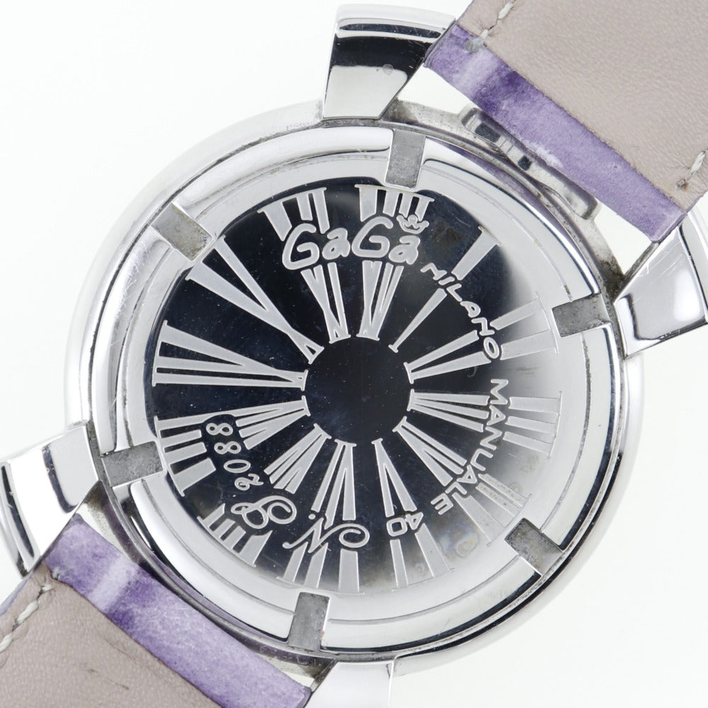 Gaga Milano Watches Quartz Stainless Steel , Leather Silver Manure 40 White shell dial mens Used Authentic