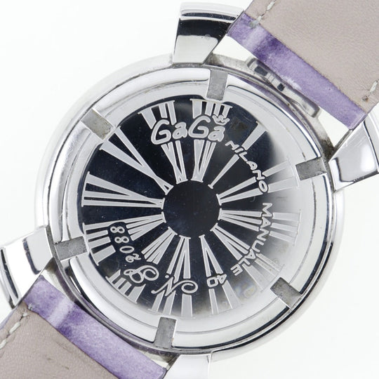 Gaga Milano Watches Quartz Stainless Steel , Leather Silver Manure 40 White shell dial mens Used Authentic