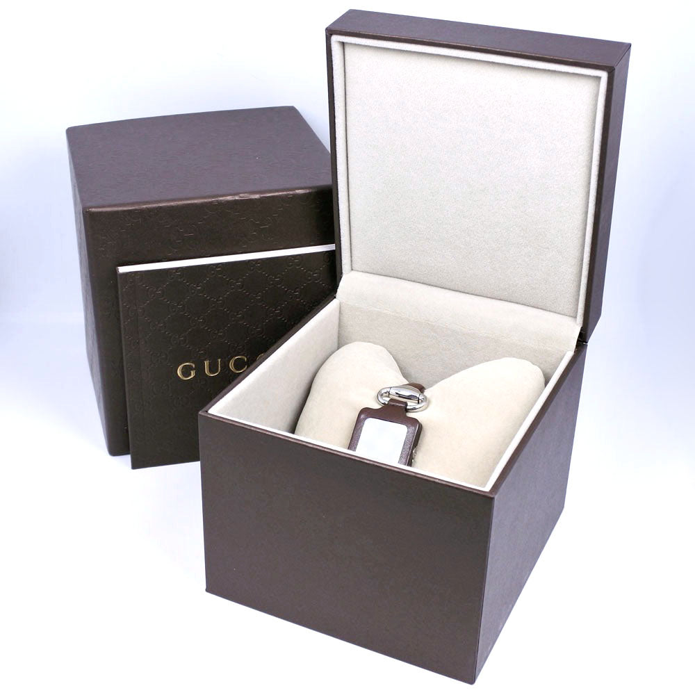 GUCCI Watches Quartz YA130.5 Stainless Steel , Leather Silver Square face Brown dial mens Used Authentic