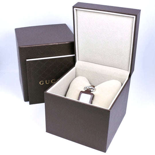 GUCCI Watches Quartz YA130.5 Stainless Steel , Leather Silver Square face Brown dial mens Used Authentic