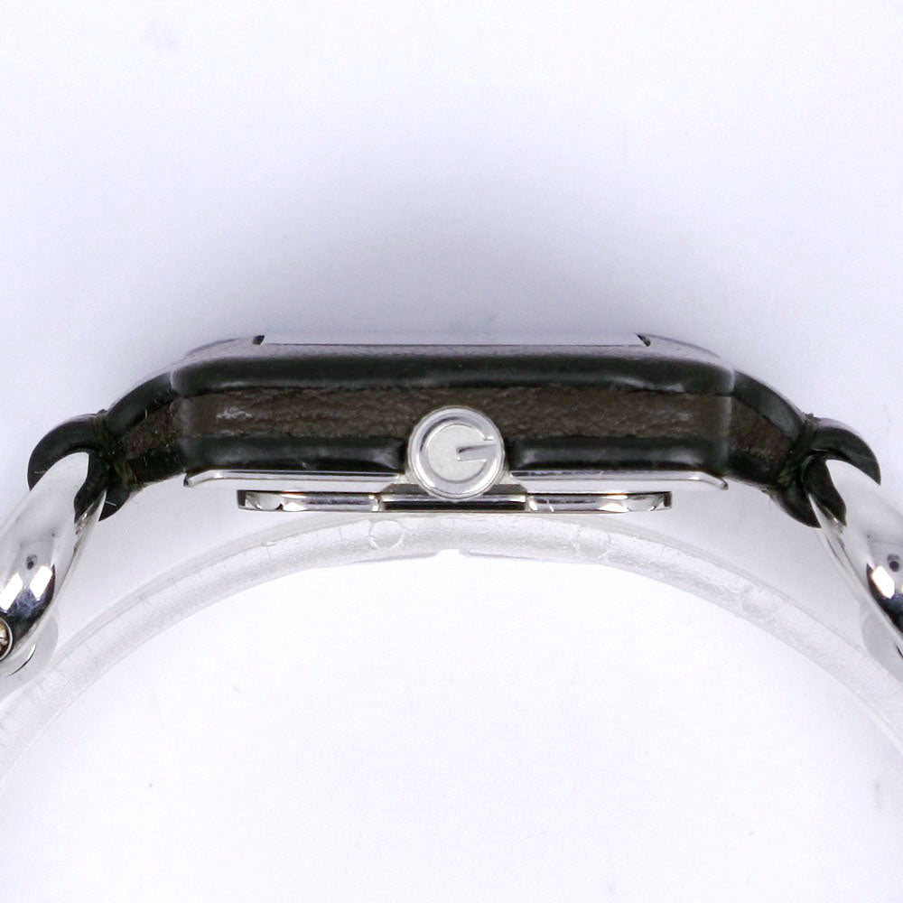 GUCCI Watches Quartz YA130.5 Stainless Steel , Leather Silver Square face Brown dial mens Used Authentic