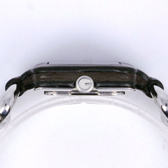 GUCCI Watches Quartz YA130.5 Stainless Steel , Leather Silver Square face Brown dial mens Used Authentic