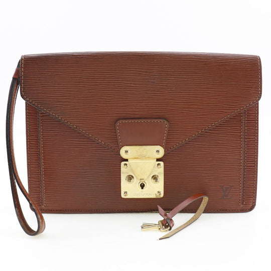LOUIS VUITTON business bag Epi Leather Brown Serie Dragonne mens Used Authentic