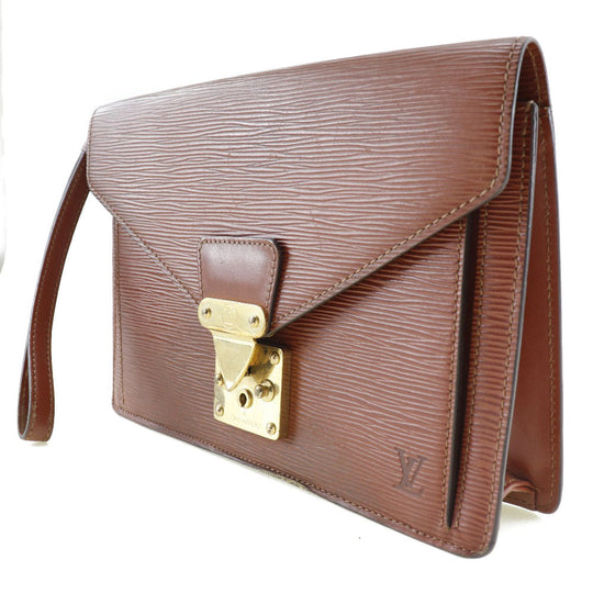 LOUIS VUITTON business bag Epi Leather Brown Serie Dragonne mens Used Authentic