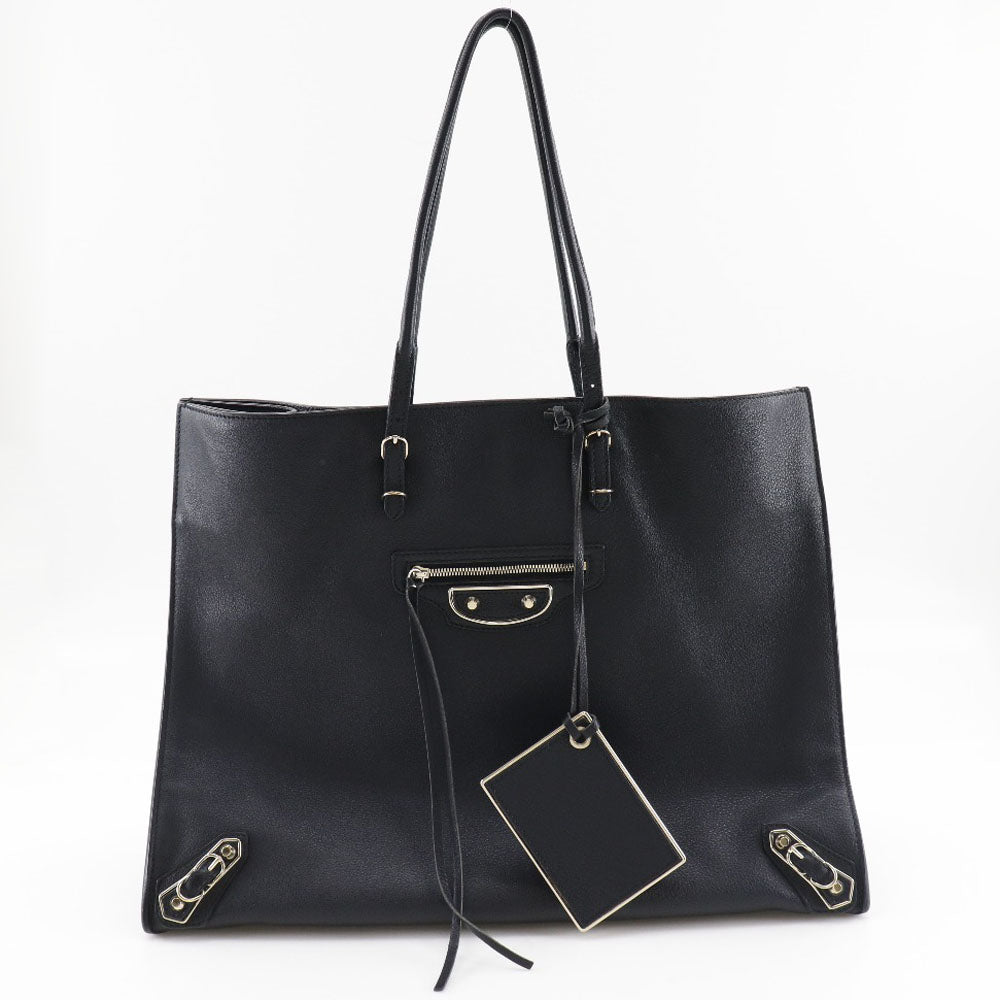 BALENCIAGA Tote Bag 387480 leather black Paper tote Women(Unisex) Used Authentic