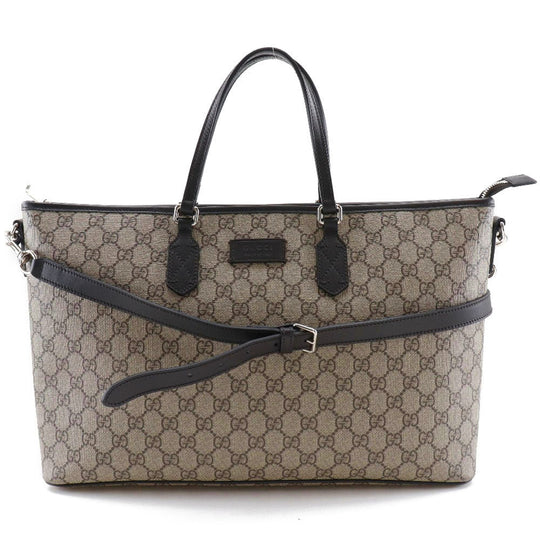 GUCCI Tote Bag 410748 GG Supreme canvas, leather Brown 2WAYShoulder GG Supreme Women Used Authentic