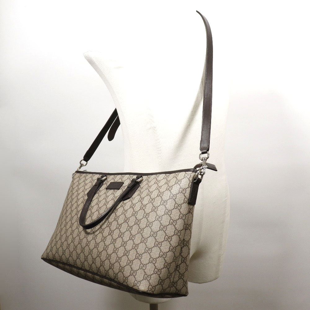 GUCCI Tote Bag 410748 GG Supreme canvas, leather Brown 2WAYShoulder GG Supreme Women Used Authentic
