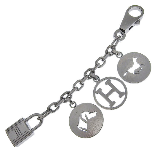 HERMES charm metallic Silver Back charm Amulet 4(Unisex) Used Authentic