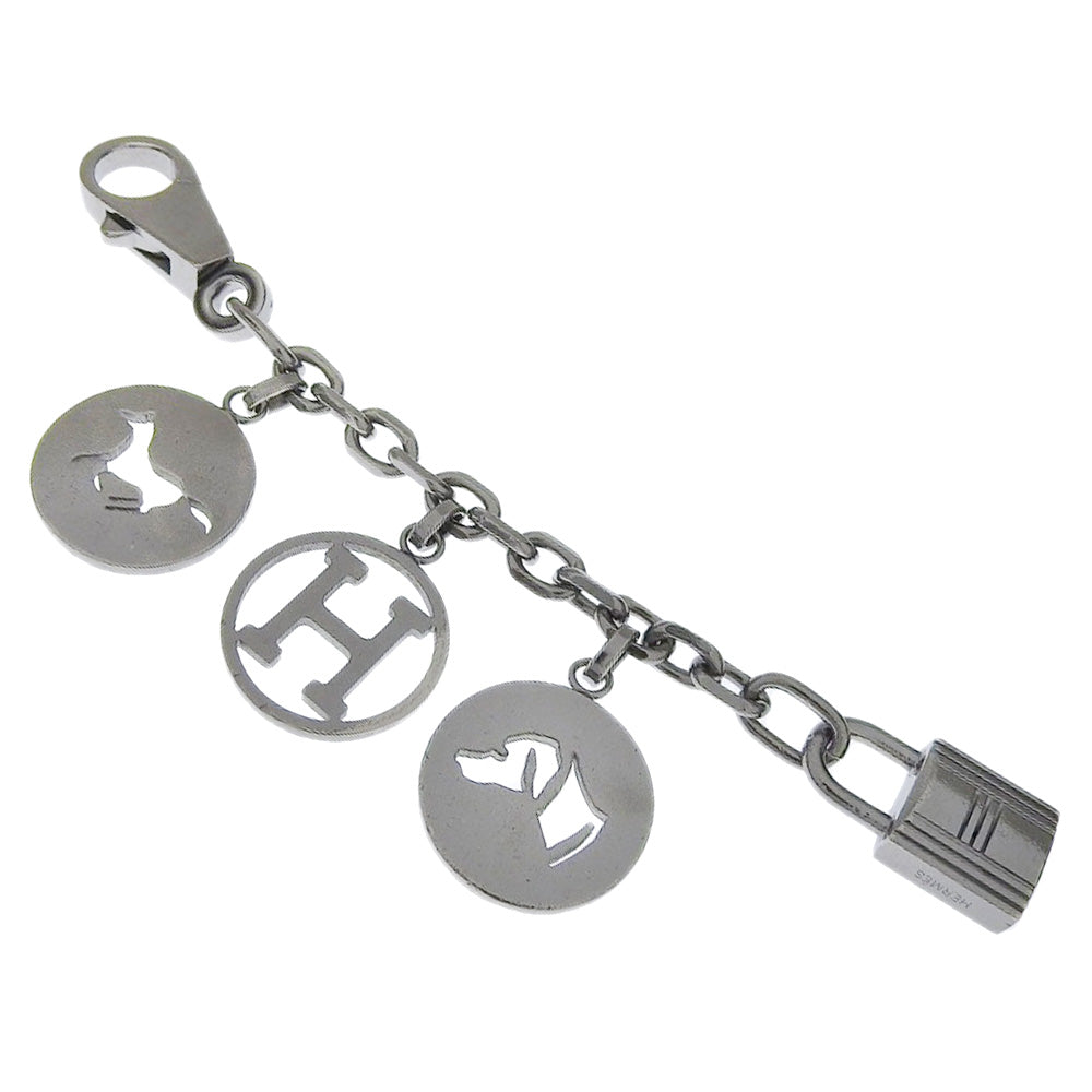 HERMES charm metallic Silver Back charm Amulet 4(Unisex) Used Authentic