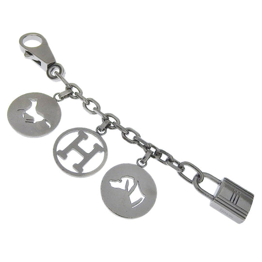 HERMES charm metallic Silver Back charm Amulet 4(Unisex) Used Authentic