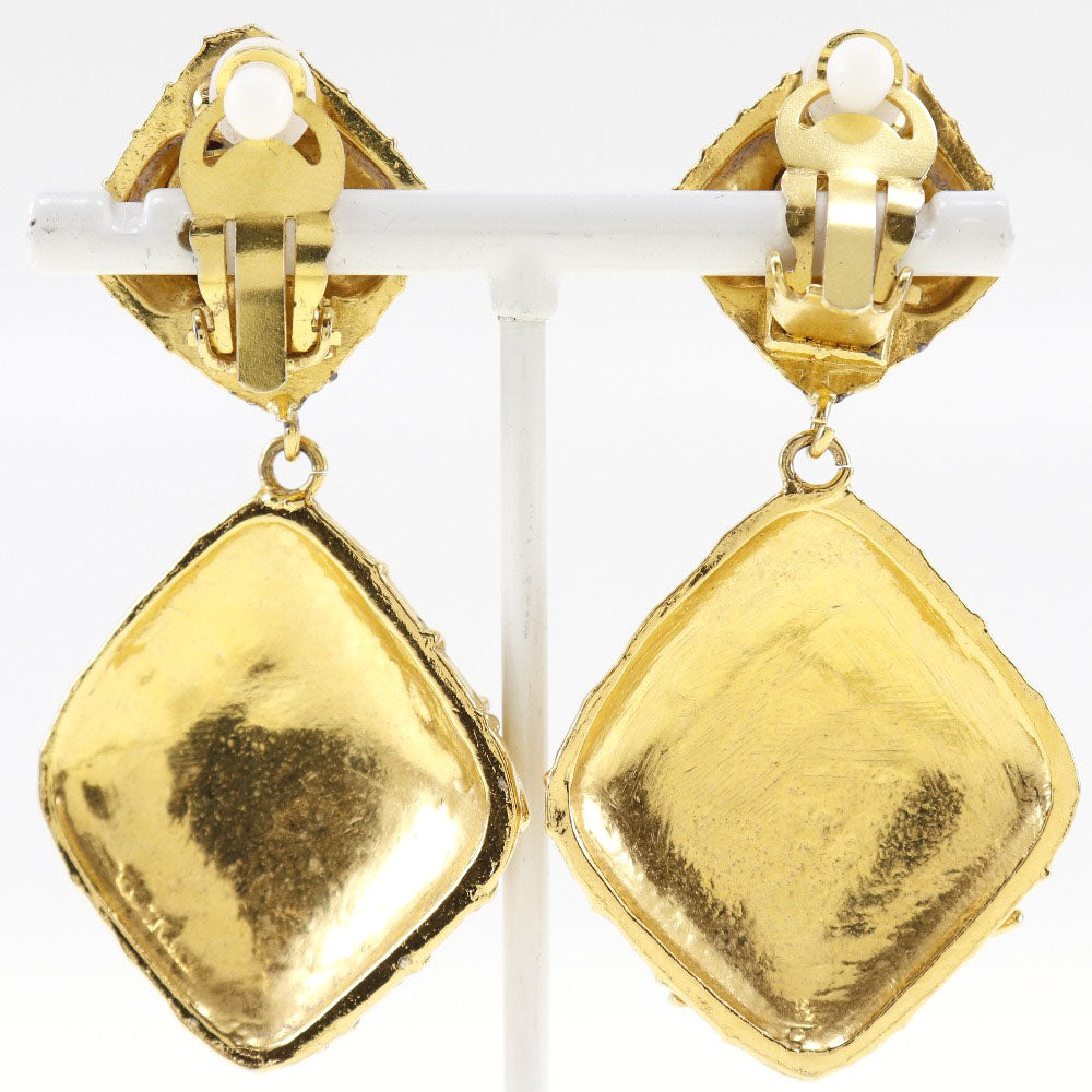 CHANEL Earring Plated Gold gold quilting Women Used Authentic