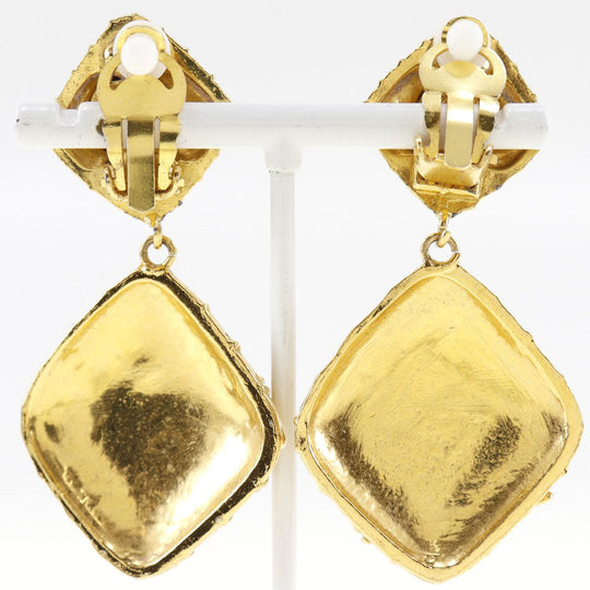 CHANEL Earring Plated Gold gold quilting Women Used Authentic