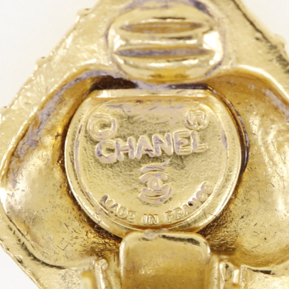 CHANEL Earring Plated Gold gold quilting Women Used Authentic