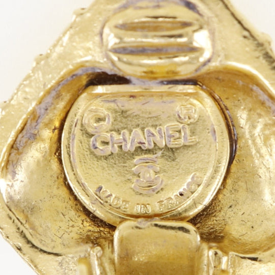 CHANEL Earring Plated Gold gold quilting Women Used Authentic
