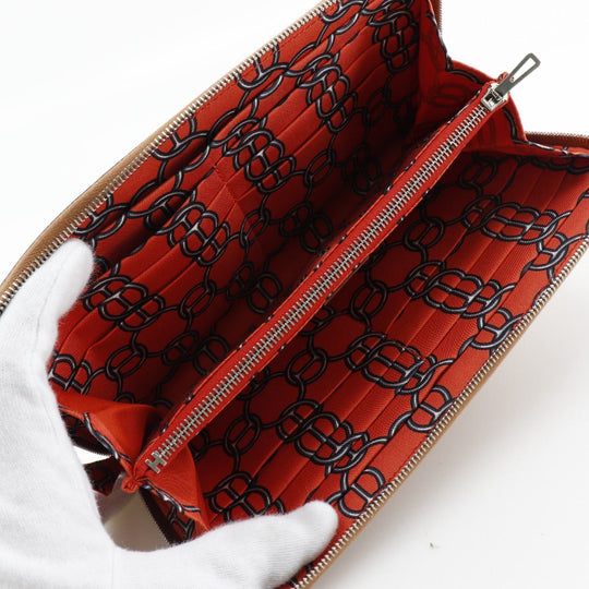 HERMES Long Wallet Purse Epsom Brown Azap silk in Women Used Authentic