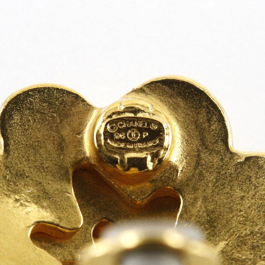 CHANEL Earring Plated Gold gold vintage COCO Mark flour Women Used Authentic