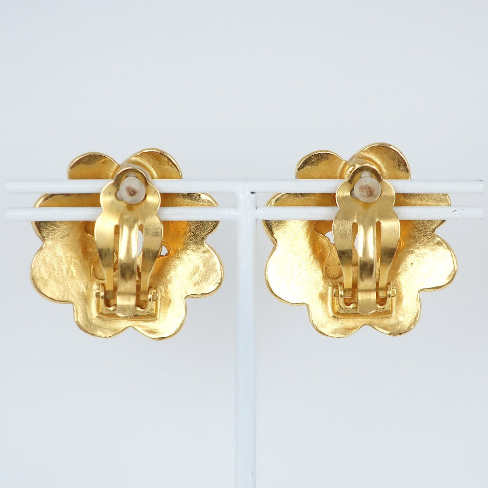 CHANEL Earring Plated Gold gold vintage COCO Mark flour Women Used Authentic