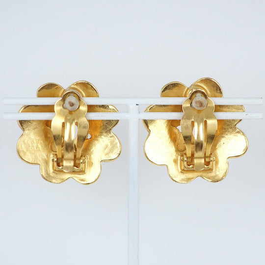 CHANEL Earring Plated Gold gold vintage COCO Mark flour Women Used Authentic