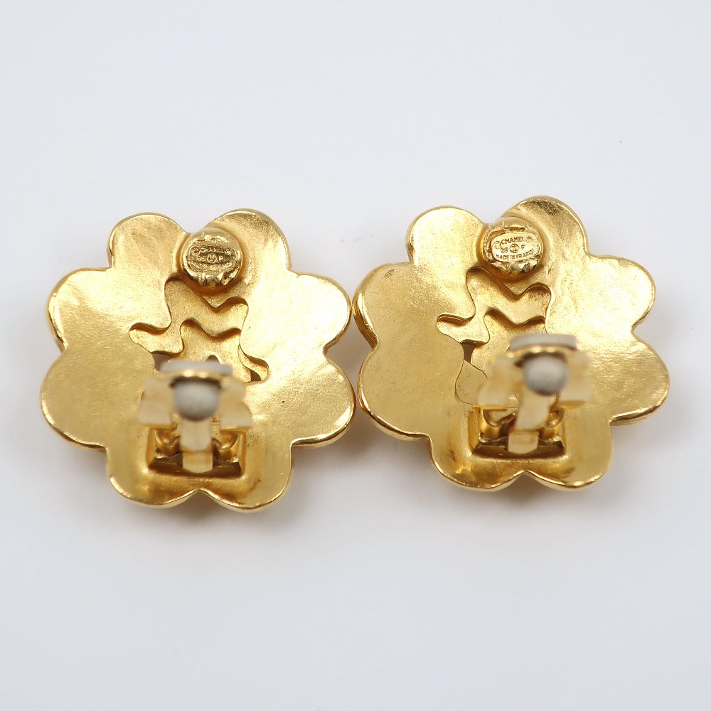 CHANEL Earring Plated Gold gold vintage COCO Mark flour Women Used Authentic