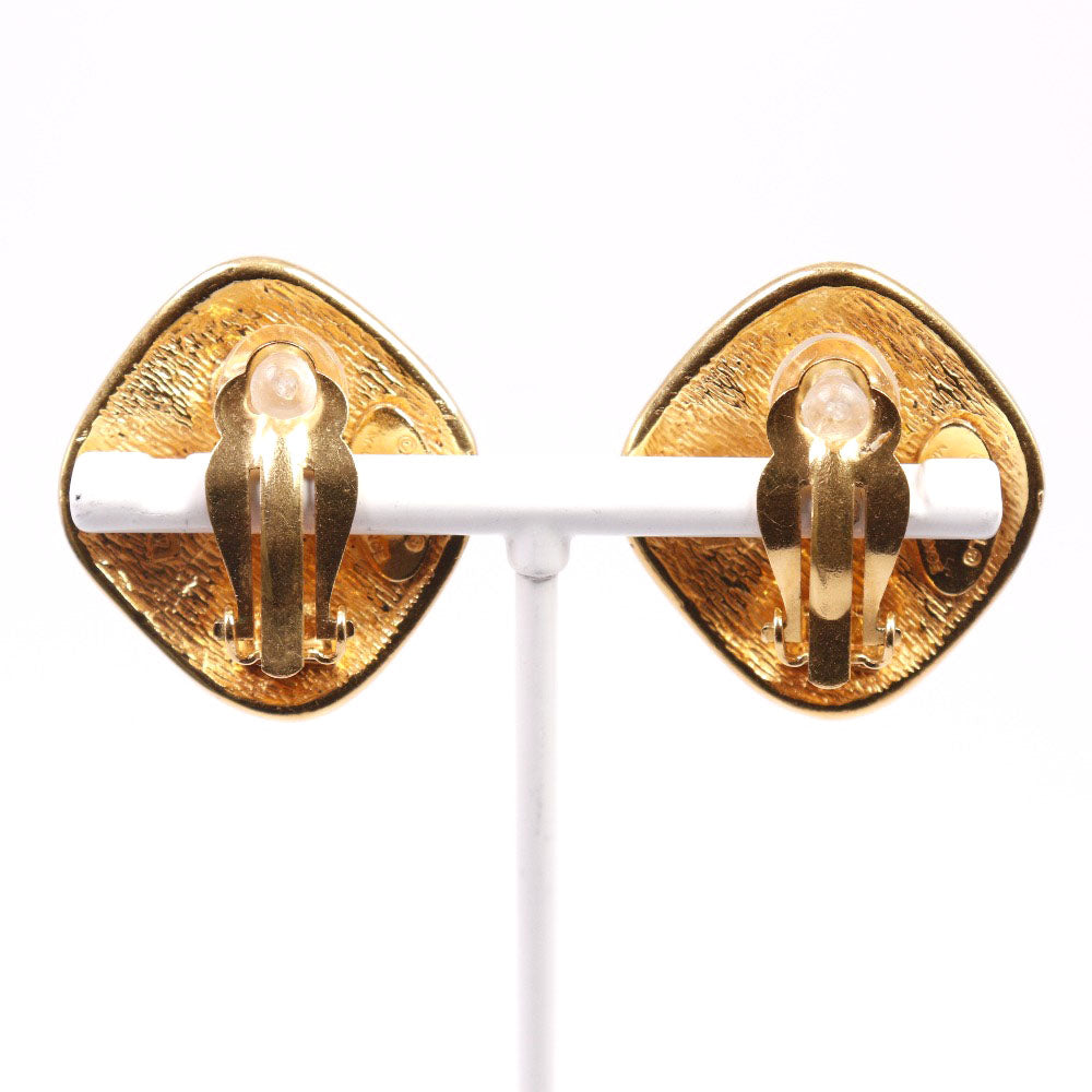CHANEL Earring Plated Gold gold vintage Matrasse Rhombus Women Used Authentic
