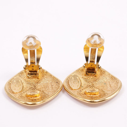 CHANEL Earring Plated Gold gold vintage Matrasse Rhombus Women Used Authentic
