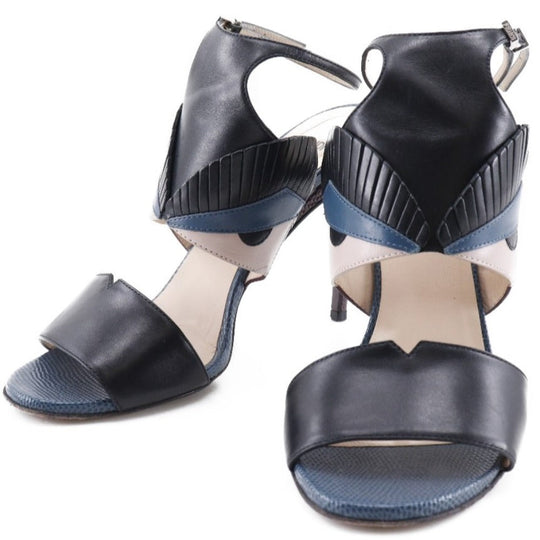 FENDI Sandals Calfskin Two-tone (black) Ankle strap monster 37 1/2