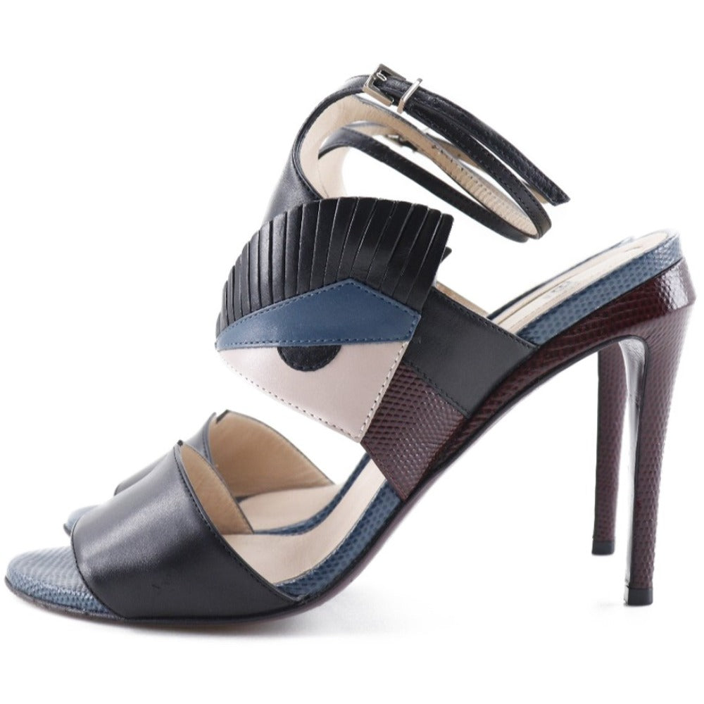FENDI Sandals Calfskin Two-tone (black) Ankle strap monster 37 1/2