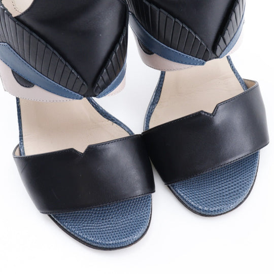 FENDI Sandals Calfskin Two-tone (black) Ankle strap monster 37 1/2